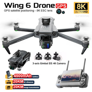 2025 Wing 6 Screen Drone with 8K Camera & Obstacle Avoidance