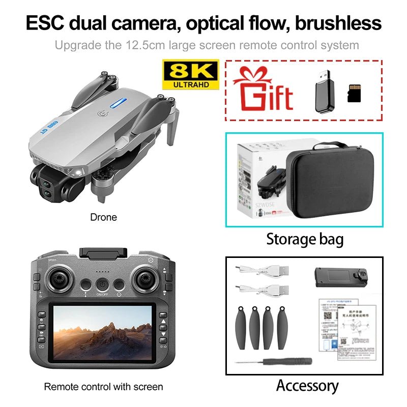 E88GT 4.3 - inch Large Screen Drone Brushless Dual Camera Aerial Photography - Winskyzone