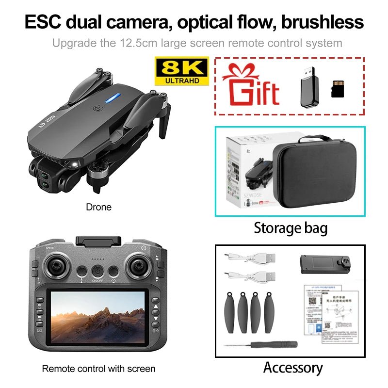 E88GT 4.3 - inch Large Screen Drone Brushless Dual Camera Aerial Photography - Winskyzone