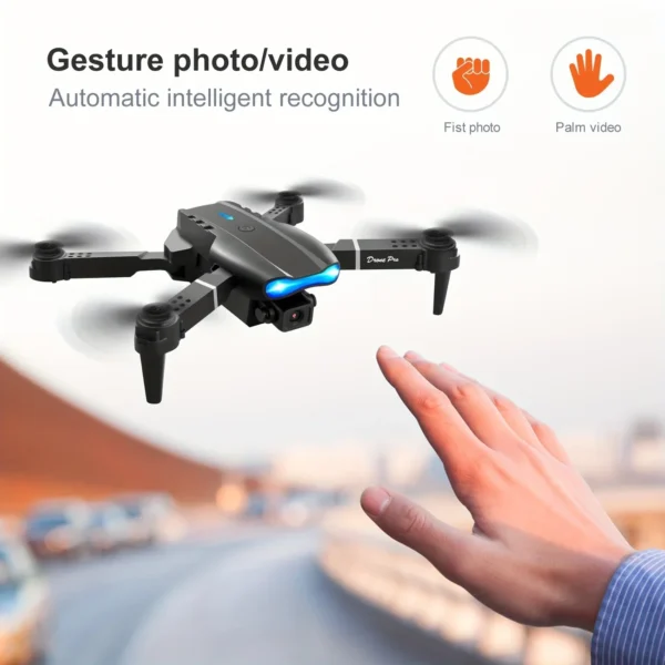 Mini Foldable RC Quadcopter E99 - Dual Camera Aerial Drone with 4K HD, Hold Mode & LED Lights | WIFI Remote Control Toy - Image 4