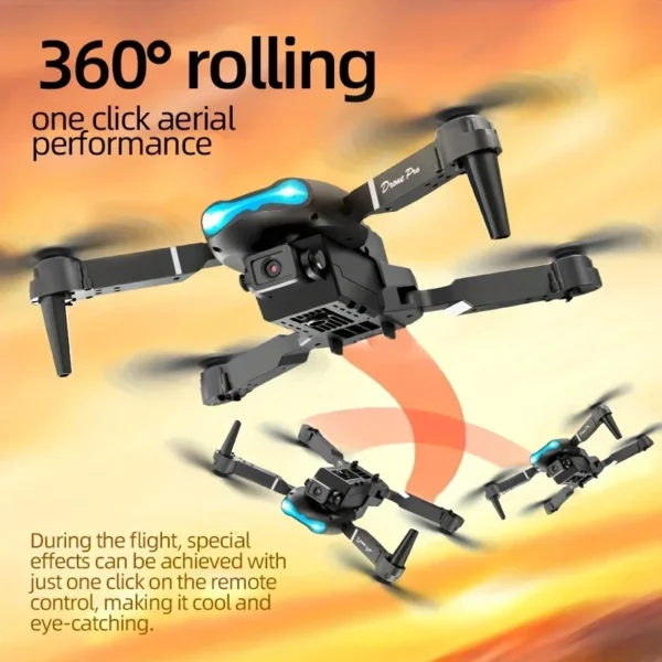 Mini Foldable RC Quadcopter E99 - Dual Camera Aerial Drone with 4K HD, Hold Mode & LED Lights | WIFI Remote Control Toy - Image 5