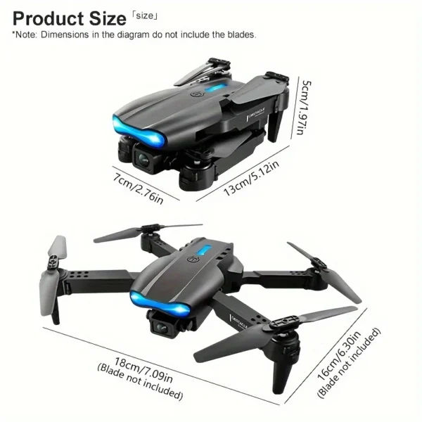 Mini Foldable RC Quadcopter E99 - Dual Camera Aerial Drone with 4K HD, Hold Mode & LED Lights | WIFI Remote Control Toy