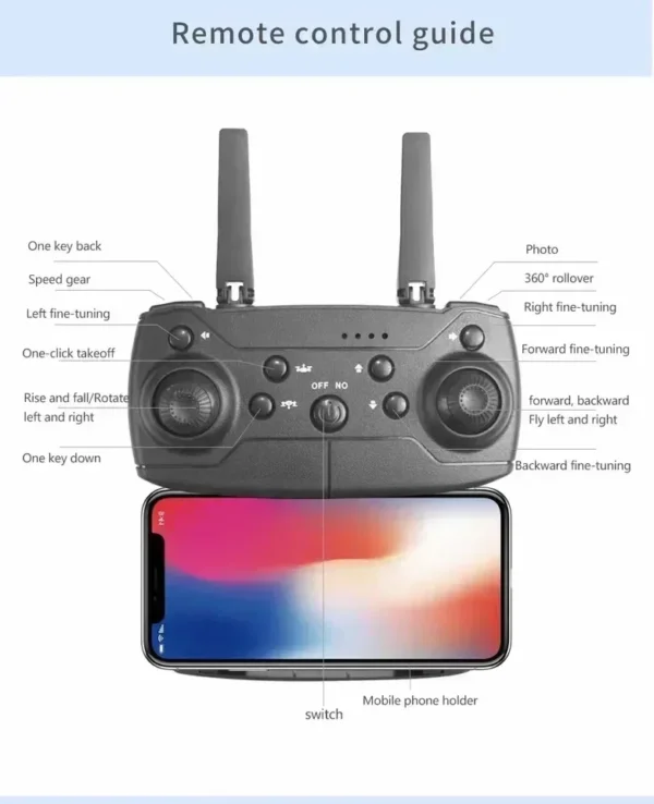 E88Pro 4K FPV Drone Foldable RC Helicopter with 1080P Dual HD Camera WiFi Height Hold for Professional Aerial Photography - Image 5