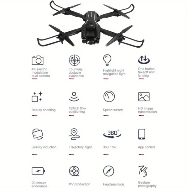 Foldable Camera Drone for Beginners & Adult - Four Direction Obstacle Avoidance, 360° Flips, One-Key Take Off/ Landing, 3D Flips - Image 3