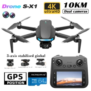 S-X1 New Drone with Screen 3-Axis Anti-shake Gimbal 4K Aerial Brushless Drones RC Quadcopter 5G GPS 8K HD Cameras EIS Mini Dron