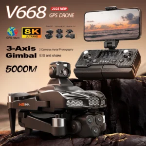 V668 GPS Drone 8K Professional 3-Axis PTZ HD Three Camera 5G WIFI FPV Dron Obstacle Avoidance Brushless Motor RC Quadcopter Toys
