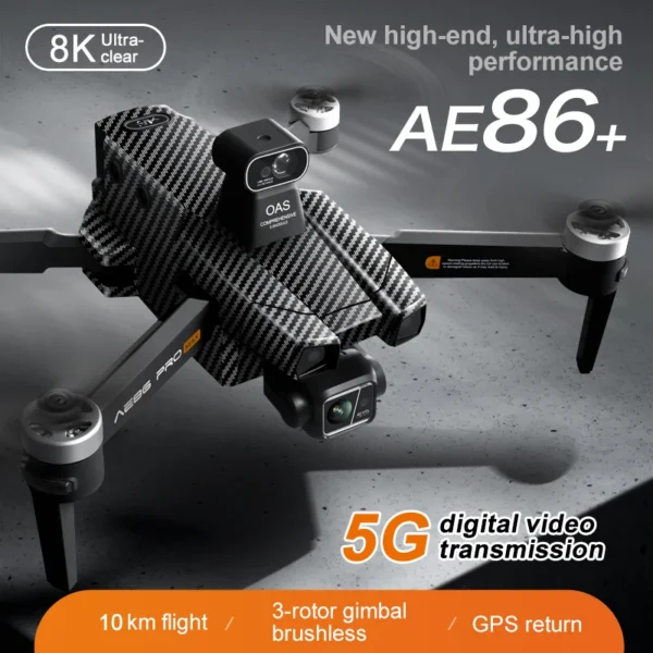 AE86 Max GPS Drone 10km 8K Profesional Dual Camera 3-Axis Gimbal Aerial Photography Obstacle Avoidance Fishing FPV RC Quadcopter - Image 2
