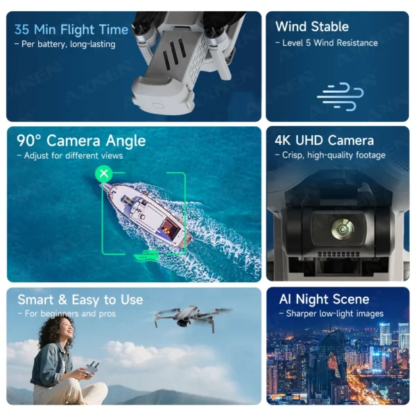 XINLIN XiL 017 4K Camera Drone with 3-Axis Gimbal, 249g Foldable Quadcopter, 10KM HD Transmission, 35min Flight,GPS Smart Follow - Image 6