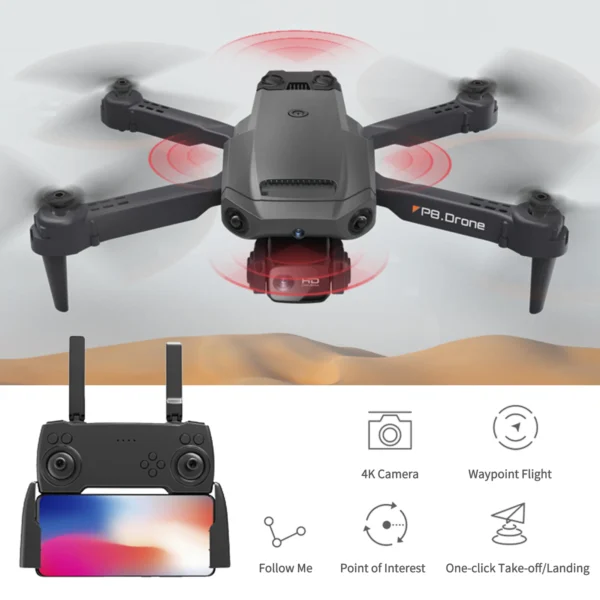 RC Drone with Camera 4K Dual Camera RC Quadcopter with Function 4 Sided Obstacle Avoidance Waypoint Flight Gesture Control Stora - Image 2