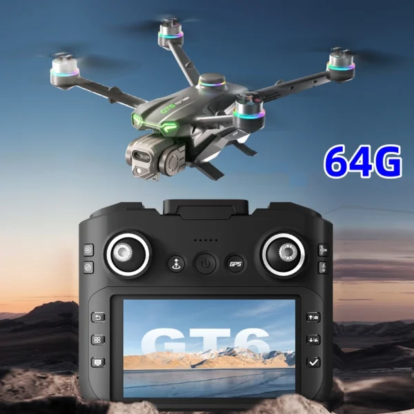 GT6 Professional Drone Long Range Flight Battery Quadcopter 4K HD Wifi Dron Aerial Photography Obstacle Avoidance Aircraft - Image 2