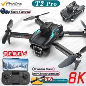 T2 Pro Drone Professional 8K GPS Dual HD Camera Aerial Photography WIFI FPV Brushless Obstacle Avoidance RC Quadcopter 9000M