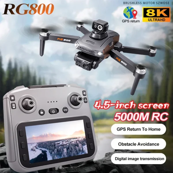 RG800 MAX GPS Drone Professional 8K Camera Aerial FPV Brushless Avoiding Obstacle with Large Screen Remote Control Folding Dron