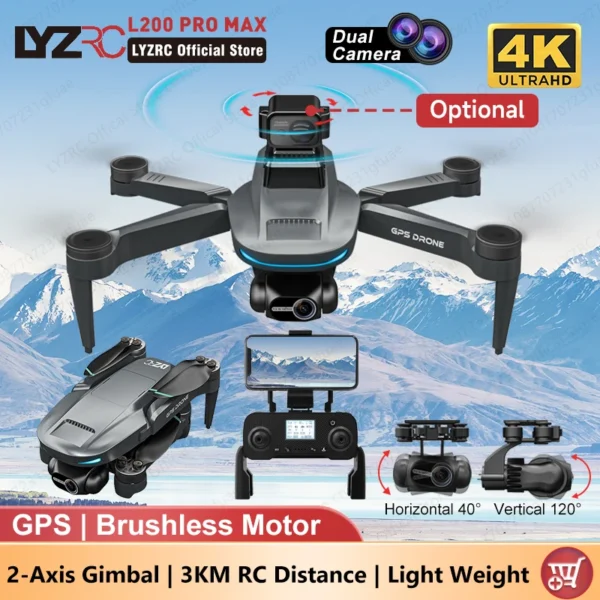 LYZRC L200 PRO MAX 2-Axis Gimbal Camera Drone 4K Professional GPS Brushless 360 Obstacle Avoidance 5G WIFI Foldable Quadcopter