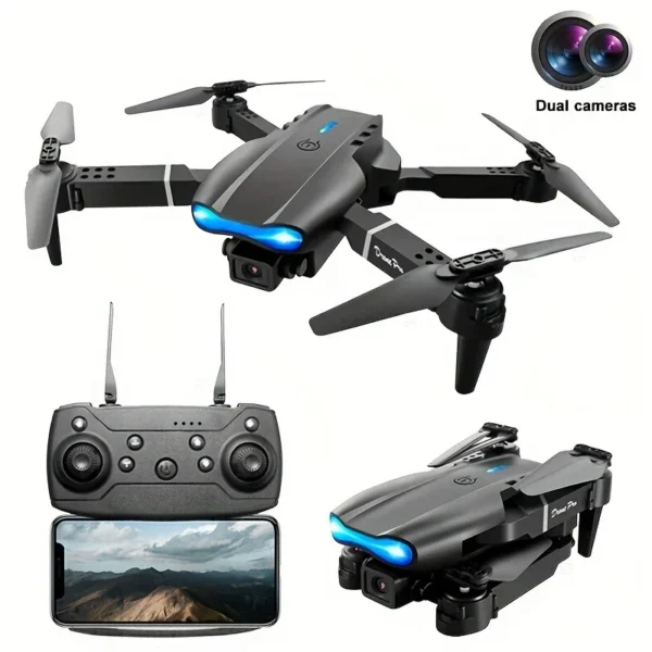 Mini Foldable RC Quadcopter E99 - Dual Camera Aerial Drone with 4K HD, Hold Mode & LED Lights | WIFI Remote Control Toy - Image 6