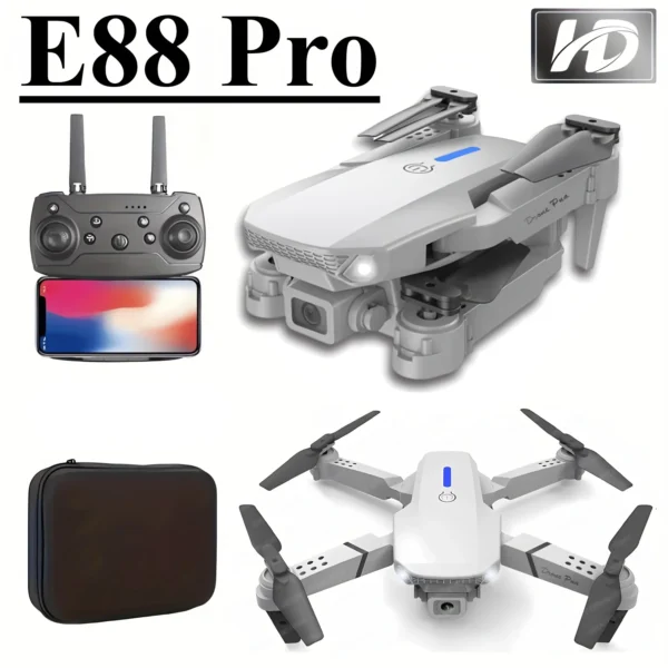 E88 HD Dual Camera Drone with WiFi FPV - Long Flight Time Beginner Drone,Auto Return,Foldable Thanksgiving Gift for Adults&Teens - Image 2