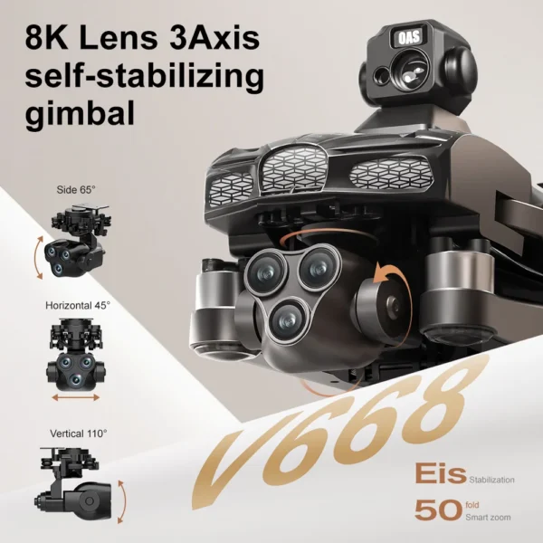 V668 GPS Drone 8K Professional 3-Axis PTZ HD Three Camera 5G WIFI FPV Dron Obstacle Avoidance Brushless Motor RC Quadcopter Toys - Image 3