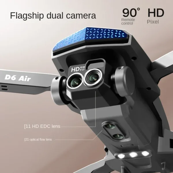 Orange D6 8K HD WiFi FPV Drone with Dual Camera Optical Flow Obstacle Avoidance Foldable RC Quadcopter Toy for Adults and Kids - Image 2