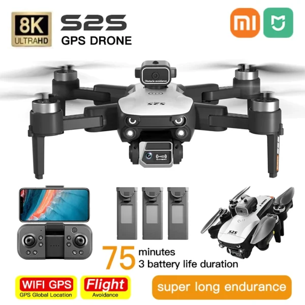 XIAOMI MIJIA S2S Mini Drone Profesional 8K Dual Camera Brushless Motor Obstacle Avoidance Dron RC Helicopter Foldable Quadcopter