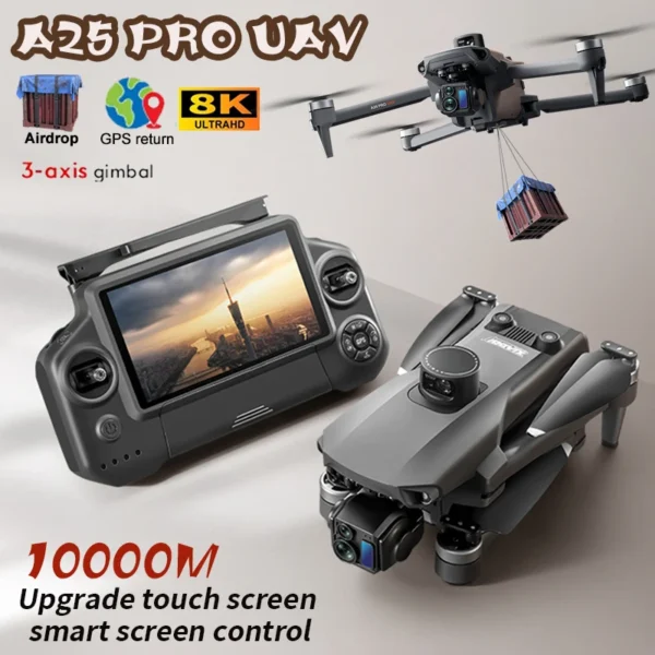 A25 PRO Professional Fishing Airdrop Drone 8K HD Camera 3-Axis Gimbal 10KM Brushless GPS Quadcopter Obstacle Avoidance RC Dron
